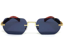 Classy Elegant Sophisticated Luxury Style SUNGLASSES Gold & Wooden Frame 27676