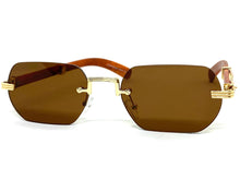 Classy Elegant Sophisticated Luxury Style SUNGLASSES Gold & Wooden Frame 27676