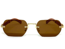 Classy Elegant Sophisticated Luxury Style SUNGLASSES Gold & Wooden Frame 27676