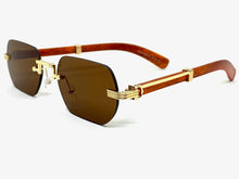 Classy Elegant Sophisticated Luxury Style SUNGLASSES Gold & Wooden Frame 27676