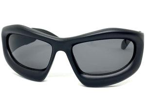 Oversized Modern Futuristic Biker Sporty Wrap SUNGLASSES Thick Black Frame 80621