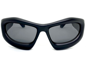 Oversized Modern Futuristic Biker Sporty Wrap SUNGLASSES Thick Black Frame 80621