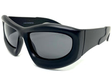 Oversized Modern Futuristic Biker Sporty Wrap SUNGLASSES Thick Black Frame 80621