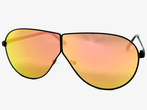 Oversized Modern Retro Shield Style SUNGLASSES Large Black Frame 4615