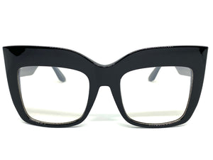 Oversized Classic Vintage Retro Style Clear Lens with Slight Tint SUNGLASSES Thick Black Frame E1922