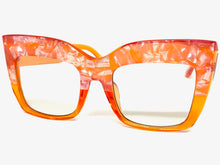 Oversized Classic Vintage Retro Style Clear Lens with Slight Tint SUNGLASSES Thick Orange Frame E1922