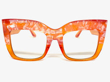 Oversized Classic Vintage Retro Style Clear Lens with Slight Tint SUNGLASSES Thick Orange Frame E1922