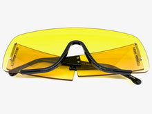 Oversized Modern Retro Shield Wrap Style SUNGLASSES Large Yellow Frame 80627