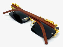 Classy Elegant Sophisticated Luxury Hip Hop Style SUNGLASSES Gold & Wooden Frame E0961