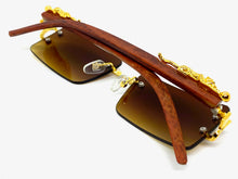 Classy Elegant Sophisticated Luxury Hip Hop Style SUNGLASSES Gold & Wooden Frame E0961