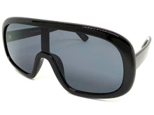Oversized Exaggerated Modern Rerto Shield Style SUNGLASSES Large Black Frame 7290