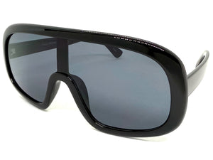 Oversized Exaggerated Modern Rerto Shield Style SUNGLASSES Large Black Frame 7290