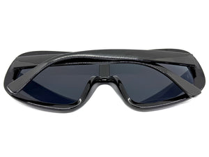 Oversized Exaggerated Modern Rerto Shield Style SUNGLASSES Large Black Frame 7290