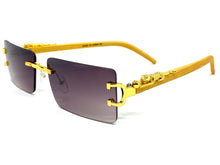 Classy Elegant Sophisticated Luxury Hip Hop Style SUNGLASSES Gold & Wooden Frame E0961