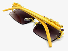 Classy Elegant Sophisticated Luxury Hip Hop Style SUNGLASSES Gold & Wooden Frame E0961