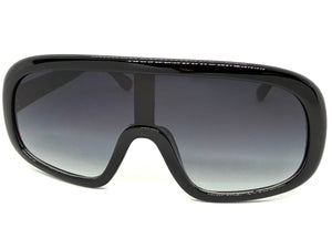 Oversized Exaggerated Modern Rerto Shield Style SUNGLASSES Large Black Frame 7290