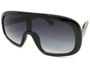 Oversized Exaggerated Modern Rerto Shield Style SUNGLASSES Large Black Frame 7290