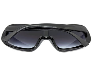 Oversized Exaggerated Modern Rerto Shield Style SUNGLASSES Large Black Frame 7290