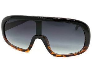 Oversized Exaggerated Modern Rerto Shield Style SUNGLASSES Large Black Frame 7290