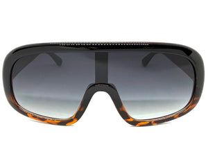 Oversized Exaggerated Modern Rerto Shield Style SUNGLASSES Large Black Frame 7290