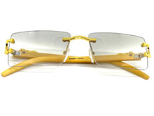 Classy Elegant Sophisticated Luxury Hip Hop Style SUNGLASSES Gold & Wooden Frame E0961