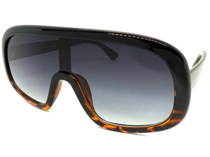 Oversized Exaggerated Modern Rerto Shield Style SUNGLASSES Large Black Frame 7290