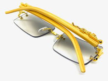 Classy Elegant Sophisticated Luxury Hip Hop Style SUNGLASSES Gold & Wooden Frame E0961