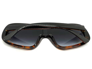 Oversized Exaggerated Modern Rerto Shield Style SUNGLASSES Large Black Frame 7290