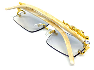 Classy Elegant Sophisticated Luxury Hip Hop Style SUNGLASSES Gold & Marble Frame E0961