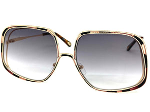 Exaggerated Classic Vintage Retro Style SUNGLASSES Square Gold Frame 2312