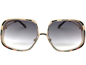 Exaggerated Classic Vintage Retro Style SUNGLASSES Square Gold Frame 2312