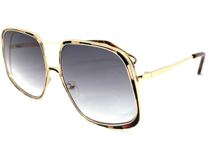 Exaggerated Classic Vintage Retro Style SUNGLASSES Square Gold Frame 2312