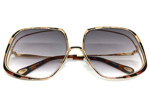 Exaggerated Classic Vintage Retro Style SUNGLASSES Square Gold Frame 2312