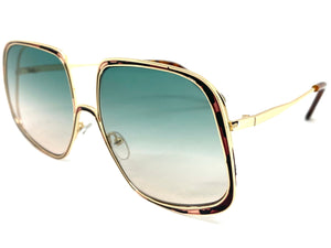 Exaggerated Classic Vintage Retro Style SUNGLASSES Square Gold Frame 2312