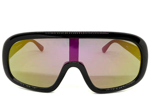 Oversized Exaggerated Modern Rerto Shield Style SUNGLASSES Large Black Frame 7290
