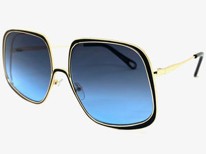 Exaggerated Classic Vintage Retro Style SUNGLASSES Square Gold Frame 2312