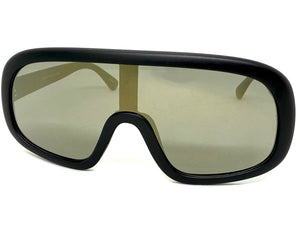 Oversized Exaggerated Modern Rerto Shield Style SUNGLASSES Large Black Frame 7290