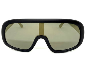 Oversized Exaggerated Modern Rerto Shield Style SUNGLASSES Large Black Frame 7290