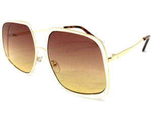 Exaggerated Classic Vintage Retro Style SUNGLASSES Square Gold Frame 2312