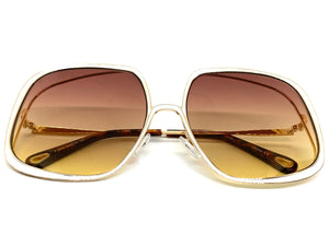 Exaggerated Classic Vintage Retro Style SUNGLASSES Square Gold Frame 2312