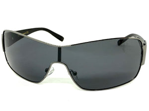 Classic Contemporary Modern Wrap Shield Style SUNGLASSES Sleek Gunmetal Frame 3396