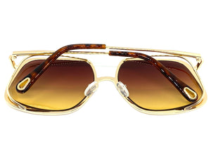 Exaggerated Classic Vintage Retro Style SUNGLASSES Square Gold Frame 2312