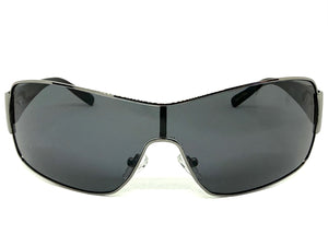 Classic Contemporary Modern Wrap Shield Style SUNGLASSES Sleek Gunmetal Frame 3396
