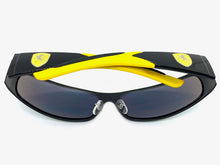 Classic Contemporary Modern Wrap Style SUNGLASSES Sleek Black & Yellow Frame 3727