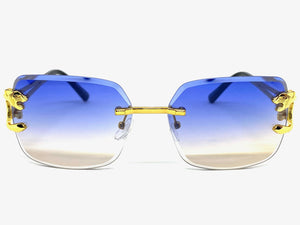 Men's Classy Elegant Luxury Modern Retro Style SUNGLASSES Rimless Gold Frame E0934