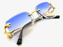 Men's Classy Elegant Luxury Modern Retro Style SUNGLASSES Rimless Gold Frame E0934