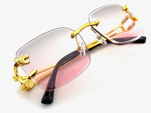 Men's Classy Elegant Luxury Modern Retro Style SUNGLASSES Rimless Gold Frame E0934