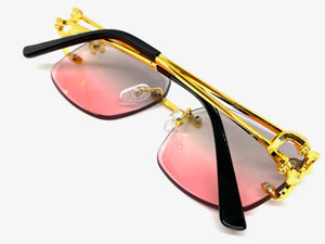 Men's Classy Elegant Luxury Modern Retro Style SUNGLASSES Rimless Gold Frame E0934