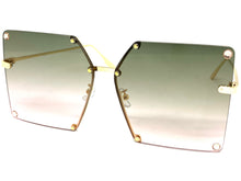 Oversized Exaggerated Vintage Retro Style SUNGLASSES Large Square Green Lens 2338