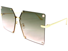 Oversized Exaggerated Vintage Retro Style SUNGLASSES Large Square Green Lens 2338